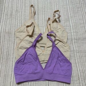Bundle of Bombas Purple and Beige Seamless Bras